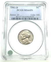 1981-D 5C Jefferson Nickel Graded by PCGS as MS66FS Full Steps Uncirculated - €75,15 EUR