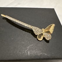 Vintage Butterfly Gold Tone Hair Bobby Pin Faux Diamonds - €5,90 EUR
