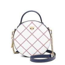 ER Mini Round Handbag Lady Split Leather Circular Crossbody Shoulder Bags Female - £73.52 GBP