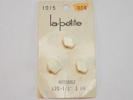 Vintage Buttons New Old Stock La Petite #1015 3 White 3 Dimensional Cube Squares - £6.22 GBP