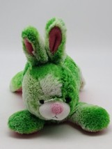 Animal Adventure Bunny Rabbit Lime Green w/ Hot Pink Ears Plush 2016 10&quot; *CLEAN* - £13.31 GBP