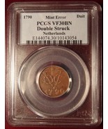 1790 Netherlands Duit Mint Error Double Struck PCGS VF30BN! - €435,83 EUR