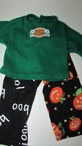 18&quot; doll clothes handmade pajama outfit Happy Halloween pumpkin pants gr... - £7.75 GBP