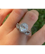 Oval Cut Vintage Art Deco Style Simulated Diamond Bridal Ring Set Gold F... - £66.77 GBP