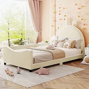 Twin Size Daybed With Bunny Ears Headboard, Twin Upholstered Platform Be... - $366.99