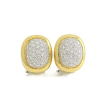 Oval Pave Diamond Dome Drop Stud Earrings 18K Yellow Gold, 1.05 CTW - £2,175.52 GBP