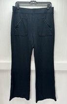 Anthropologie Maeve Ponte Wide Leg Pants Sz Large Black Stretch Knit Pull On EUC - £39.37 GBP