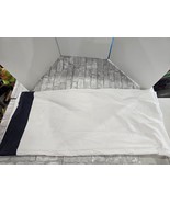 Lauren Ralph Lauren Queen Top Flat Sheet White Navy Blue Border Stripe W... - $22.99