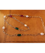 Fashion Jewelry Large 23 1/2&quot; Necklace with large Links, multi colored s... - £22.80 GBP