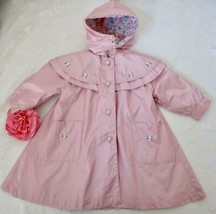 Vintage FW Fischer Toddler Girls All Weather Coat 2T Pink Bow Cape Collar Hood - £23.94 GBP