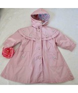 Vintage FW Fischer Toddler Girls All Weather Coat 2T Pink Bow Cape Colla... - £23.94 GBP