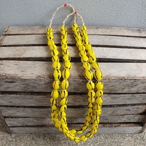 Stunning vintage glass beads veneraano yellow black stripes beads neckla... - $41.42