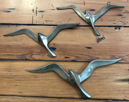 Set Lot 3 Vintage 70s 80s Solid Brass Seagull Bird Wall Decorations Hangings - £29.09 GBP