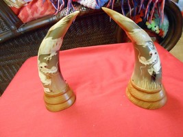 Outstanding RARE Pair Handcarved BUFFALO HORNS from Thailand............... - $68.31