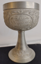 Vintage Pewter Chalice Or Goblet Ornate With Lot Of Relief Decoration - £25.40 GBP