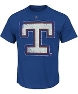 Majestic Hommes Texas Rangers Ligue Supreme T-Shirt Bleu - Grand - £12.50 GBP