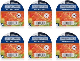 Yankee Candle AUTUMN LEAVES, Wax Melt Singles, Each 0.8 oz, Lot of 6 Orange Fall - £6.12 GBP