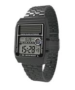 JINRONG Solar Digital Watch Men Square Dual LCD Stainless Steel Black Re... - $34.90