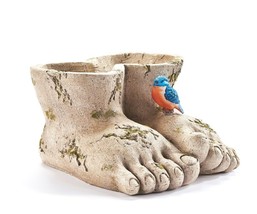 Giant Feet Garden Planter with Drainage Holes Magnesium 15.2&quot; Long and Blue Bird - £92.64 GBP