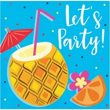 Let&#39;s Party Summer Drinks 16 Ct Paper Beverage Napkins Pool Luau - £3.15 GBP
