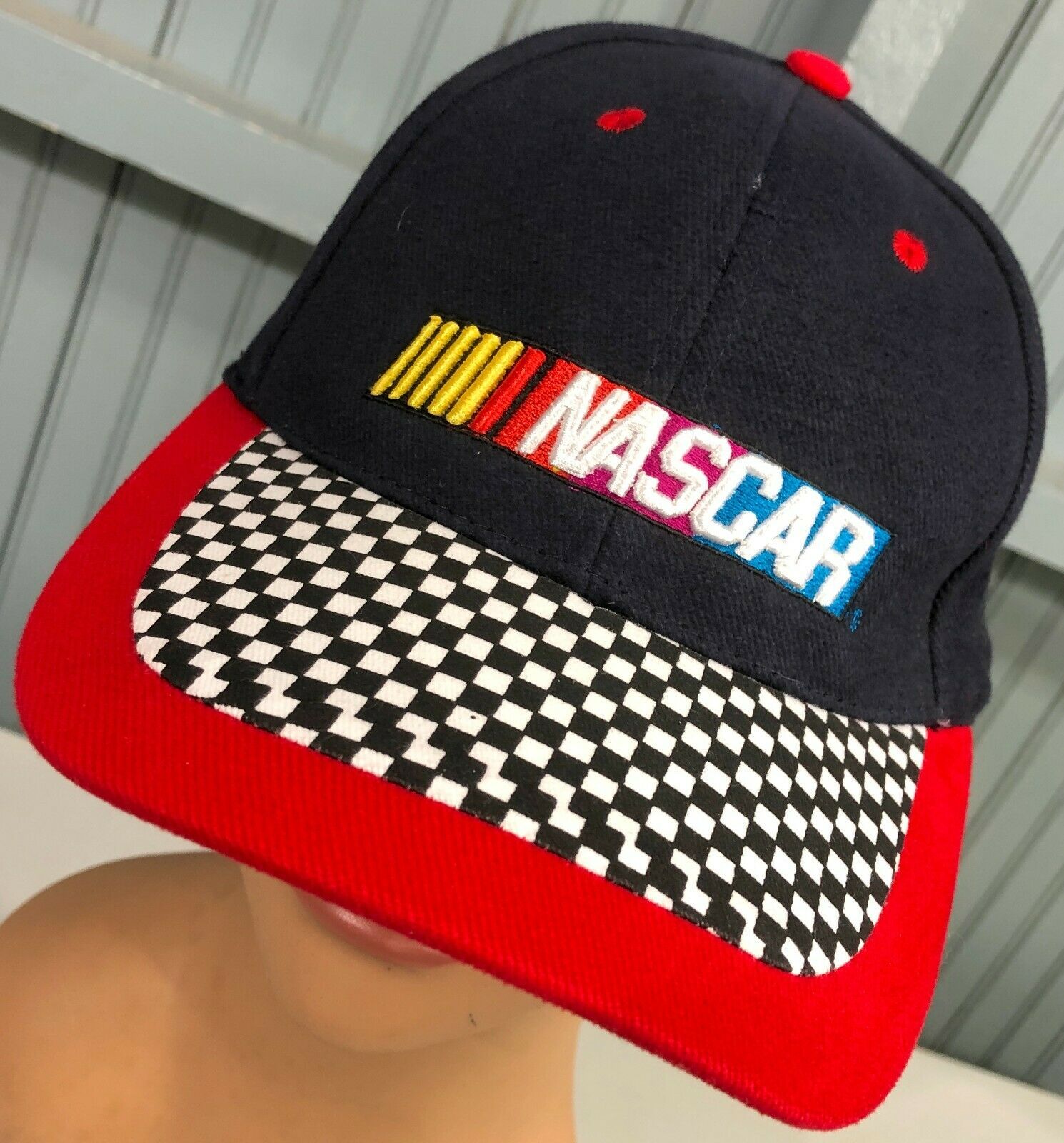 Primary image for NASCAR Checkered Brim Adjustable Racing Baseball Hat Cap