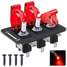 /3 Gang Rocker Toggle Switch Panel with 12V LED Light Toggle Switch 20A Heavy Du - £17.32 GBP