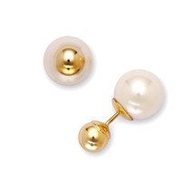 Sterling Silver GP 6mm Silver Bead with 10mm White Pearl Earrings - £26.74 GBP