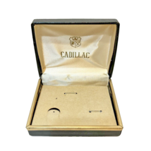 Vintage Cadillac Empty Jewelry Box for Cuff Links Tie Tack Black Hinged 3.25x2.5 - £10.57 GBP