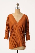 NWOT ANTHROPOLOGIE PUMPKIN LEAFY CROSSING TEE TOP BLOUSE by TINY S - £38.13 GBP