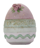 Vintage Lefton Porcelain Easter Egg Cup Applied Flowers 04760 Trinket Bo... - £13.60 GBP