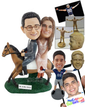 Personalized Bobblehead Man And His Wife Riding A Horse - Wedding &amp; Couples Brid - £188.00 GBP