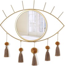 Khoyime Evil Eye Wall Mirror Decorative Gold Mirrors Metal Mirror With Tassels - £27.17 GBP