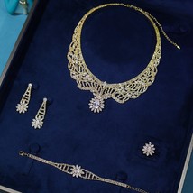 Fashion 4 Piece Crystal CZ Jewelry Set For Women Party Wedding Nigeria Dubai Bri - £42.26 GBP