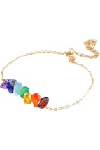 Xander Kostroma women&#39;s 7 chakra raw stone crystal bar bracelet in Gold - size - £29.54 GBP