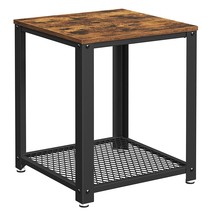Side Table, 2-Tier Nightstand, End Table With Mesh Shelf, Steel Frame, Adjustabl - £61.01 GBP