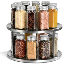 2 Tier Lazy Susan Organizer - 360-Degree Stainless Steel Turntable Cabin... - $29.99