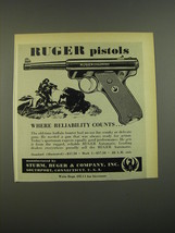 1952 Ruger Automatic Pistol Ad - Where Reliability counts - $18.49