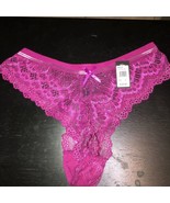 NWT Frederick&#39;s of Hollywood SZ Large Caroline Purple Lace Thong Panty - $8.11 CAD