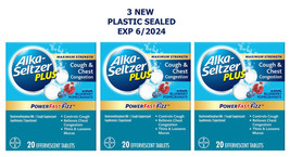 Alka-Seltzer Plus Max Strength Cough Chest Congestion (20 CT) EXP 6/24 - 3 NEW - £17.21 GBP