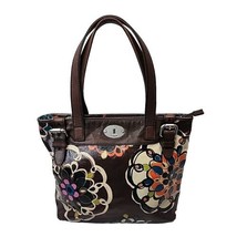 Fossil Key-Per Purse Hand Shoulder Bag Coated Canvas Multicolor Bold Floral - £15.52 GBP
