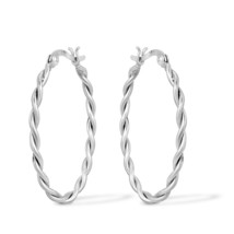 Balinese Twisted Rope Loops Sterling Silver Casual Hoop Earrings - £22.25 GBP