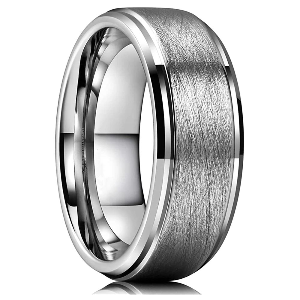 Sporting ClAic 8mm Tungsten Mens Ring Surface Brushed Stainless Steel Ring For W - £23.90 GBP