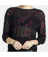 Tildon Women&#39;s Sheer Floral Sequin Top Jacket Black/Pink Size Small - $369.56 MXN