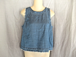 Thread &amp; Supply top chambray cropped Small blue  sleeveless  raw edge New - £14.61 GBP
