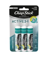 ChapStick Active 2-in-1 Unscented Flavored Lip Balm Tubes with Mineral B... - $7.62
