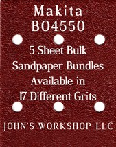 Makita BO4550 - 1/4 Sheet - 17 Grits - No-Slip - 5 Sandpaper Bulk Bundles - $4.99