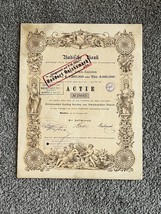 1877 German Germany Stock Certificate Badifche Bank Actie - $9.32 CAD
