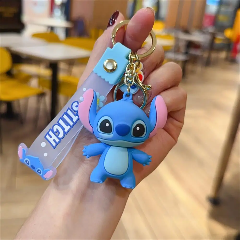 Cartoon Disney Lilo Stitch Silicone Pendant Keychain for Women Men Fans ... - $4.54