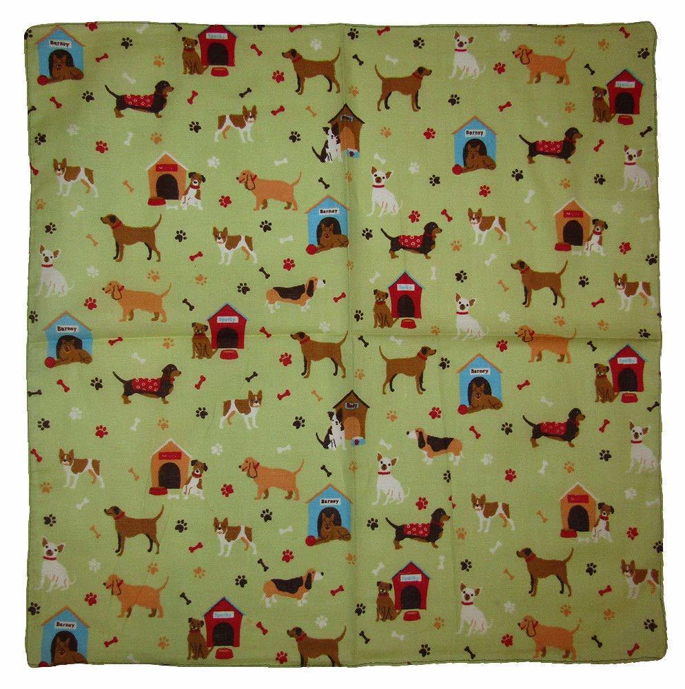 K&#39;s Novelties Set of 3 Dogs Puppies Canine Green 100% Cotton Bandanna - $8.88
