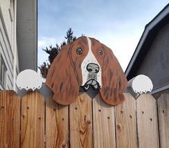 Basset Hound Dog Fence Peeker Yard Art Garden Dog Park Kennel Decoration - £98.75 GBP
